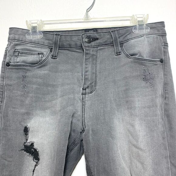 Just Black Jeans Light Grey Skinny Denim Mid High Rise Distressed size 31 - Picture 2 of 11